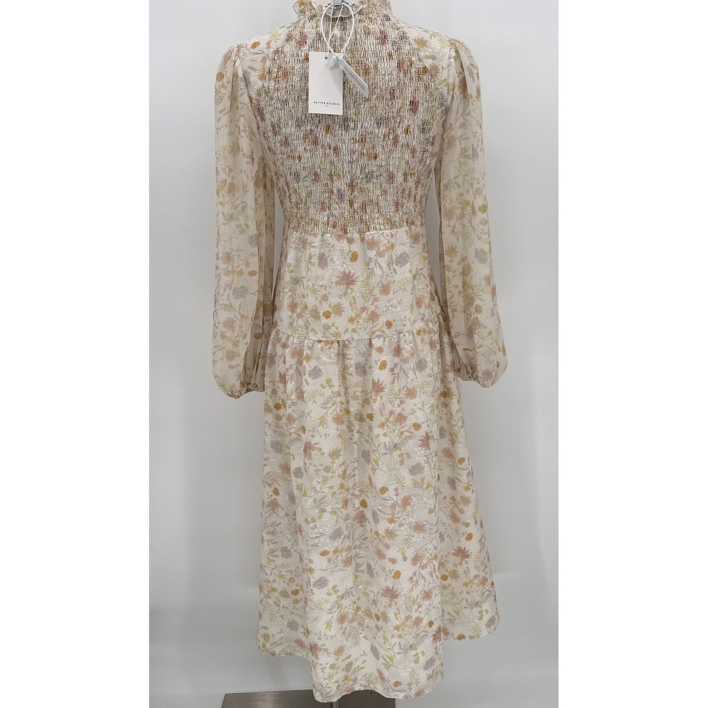 Petite Studio NYC Womens Floral Sheer Sleeve Cottage Dress Size XS Midi NEW - Picture 8 of 16